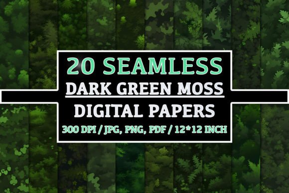 20 Seamless Dark Green Moss Patterns