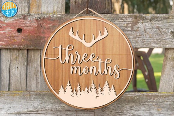 Three Months Round Cards SVG